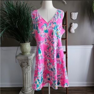 Lilly Pulitzer Dahlia dress in Dragonfruit Toucan Can print